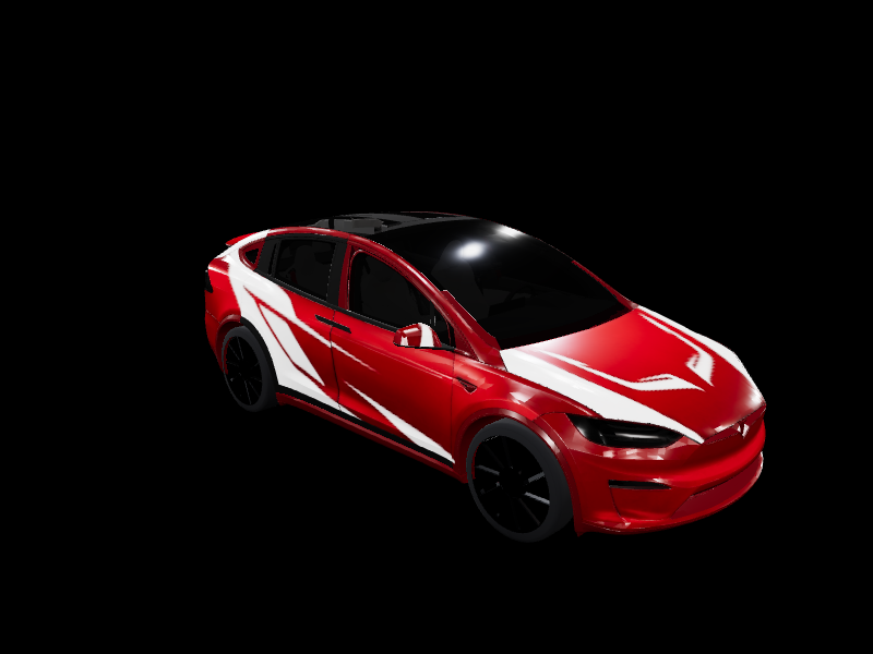 Red White Racing Stripe custom Tesla Model X wrap design