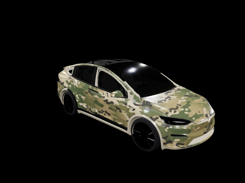 Classic Army Camo custom Tesla Model X wrap design