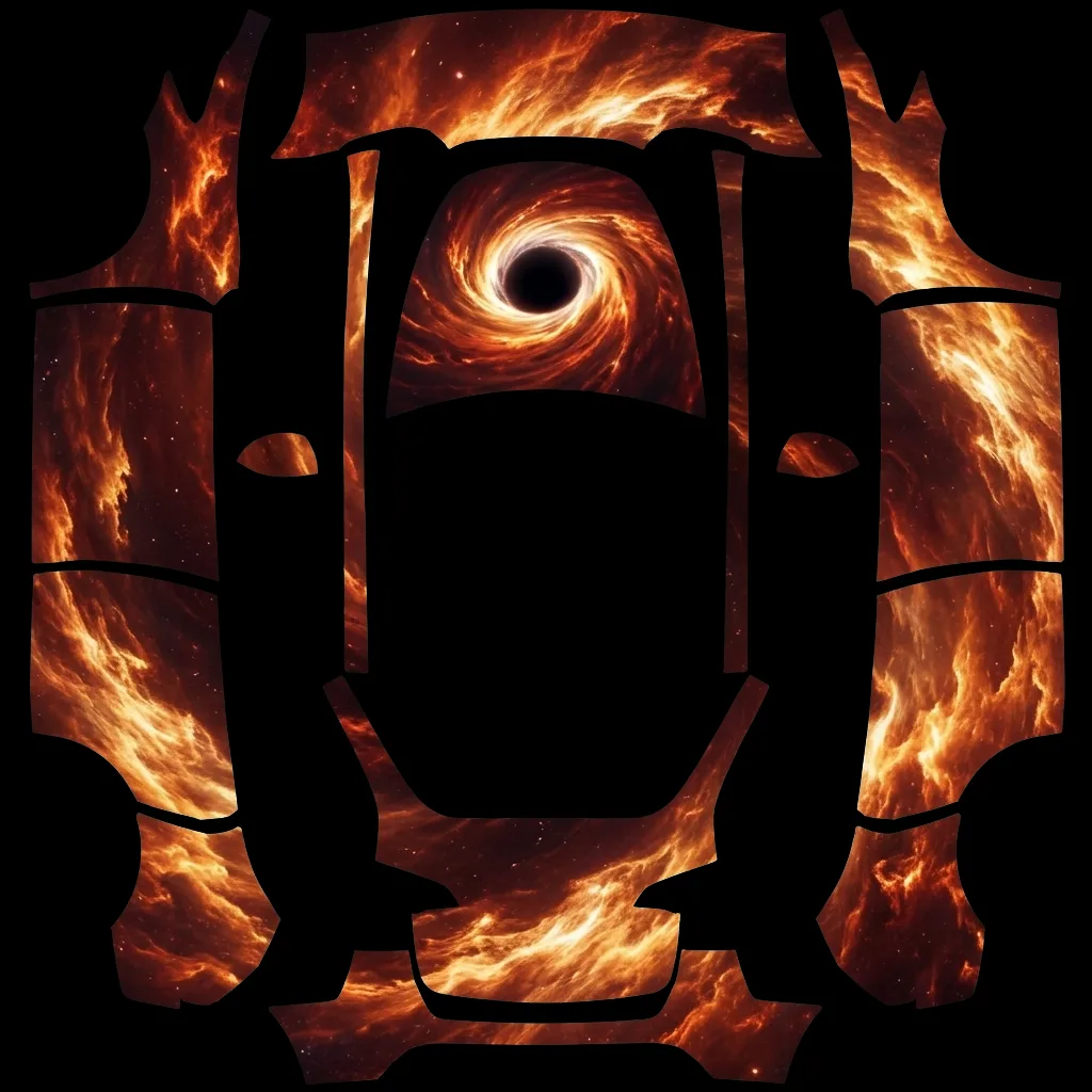 Fiery Red Nebula Flames: flat Tesla Paint Shop wrap file for the Tesla Model Y