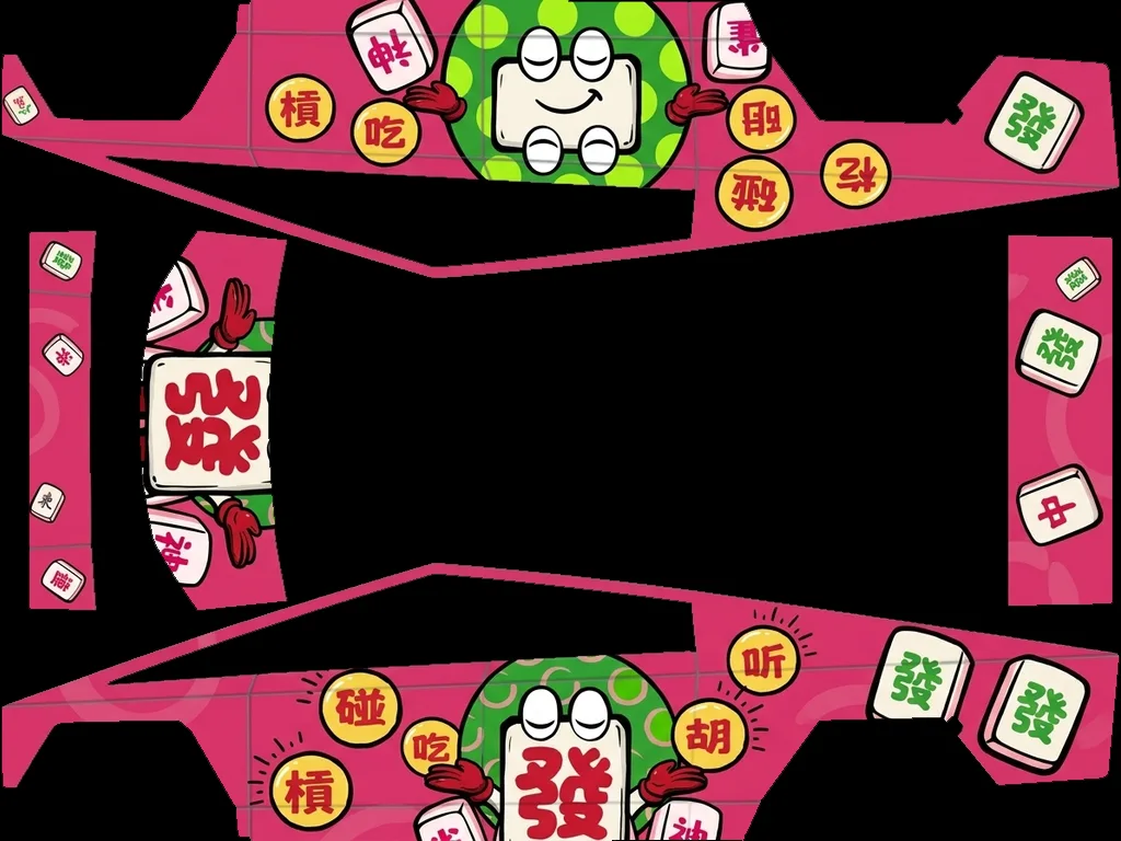 Pink Mahjong Tile Graphic: flat Tesla Paint Shop wrap file for the Tesla Cybertruck